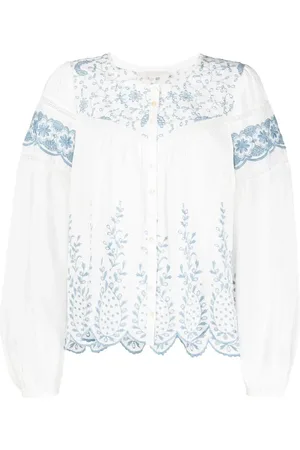 LOVESHACKFANCY Embroidered crew neck blouse