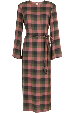 Olympiah Folk checkered shirt dress