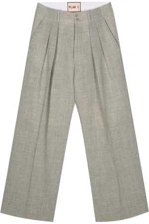 Plan C M??lange-effect straight trousers