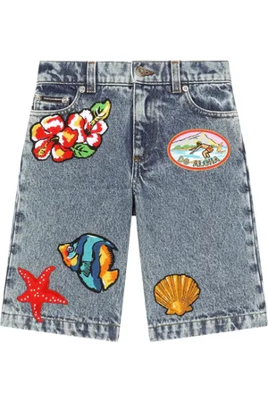 Dolce & Gabbana Patch-embellished denim shorts