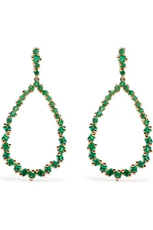Suzanne Kalan 18kt yellow gold emerald drop earrings