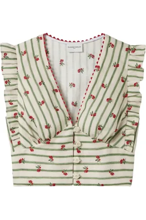 Claudie Pierlot Printed ruffle-trim top
