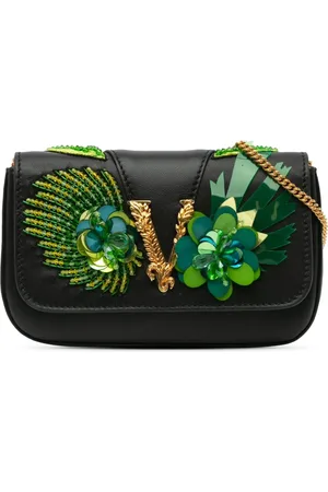 VERSACE 2000-2024 Embellished Leather Virtus crossbody bag