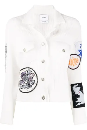 Barrie Patchwork detailed knitted jacket