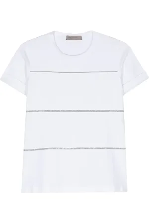 D.EXTERIOR Beaded-stripes jersey T-shirt