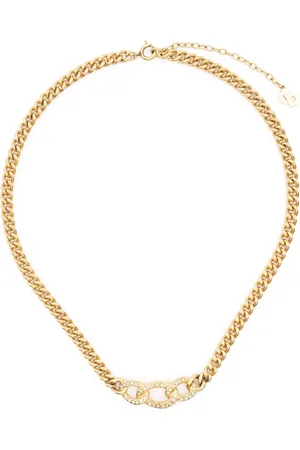 Dior 1990s crystal-embellished curb chain necklace