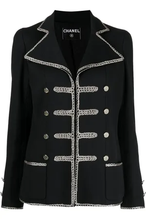 CHANEL 2006 double-breasted effect crochet-trimmed jacket