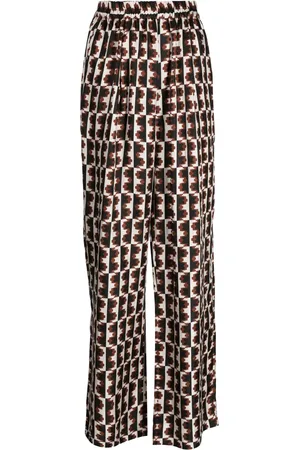 BIYAN Straight-leg graphic-print trousers