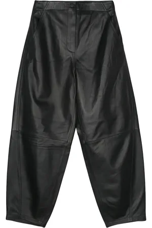 YVES SALOMON Leather tapered trousers