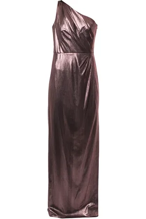 Marchesa Notte Metallized one-shoulder dress