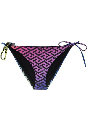 VERSACE Monogram-print tie-fastening bikini bottoms