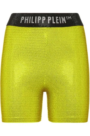 Philipp Plein Logo-print metallic-threading shorts
