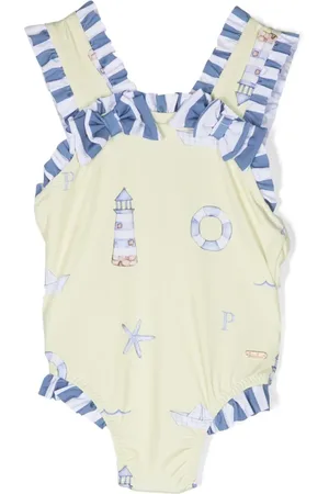 PATACHOU Illustration-print ruffled swimsuit