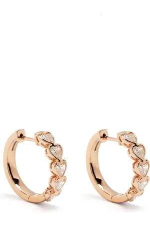 Anita 18kt rose bezel heart diamond earrings