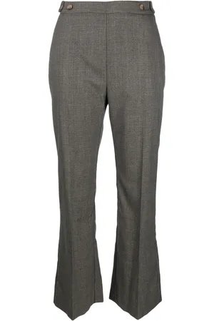 ..,MERCI Plaid-check flared tailored trousers