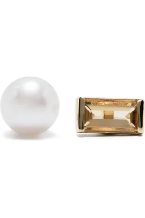 Aliita 18kt yellow Mono Perla Baguette citrine and pearl earrings