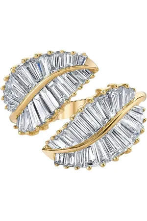Anita 18K yellow palm leaf diamond ring