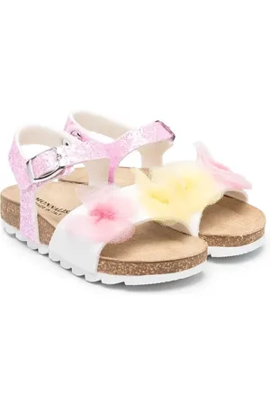 MONNALISA Floral-appliqué open toe sandals