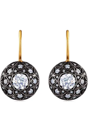Fred Leighton 18kt yellow and silver diamond facet motif drop earrings