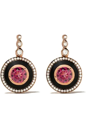 SELIM MOUZANNAR 18kt rose gold diamond rhodolite Mina earrings