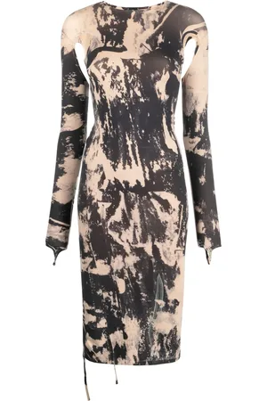ANDREADAMO Painterly-print cut-out midi dress