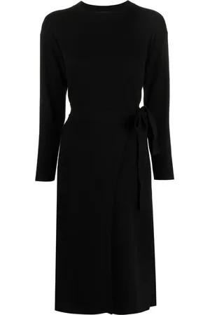YVES SALOMON Long-sleeve self-tie midi dress