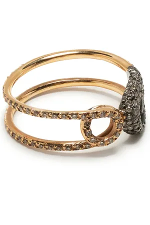 Ileana Makri 18kt rose gold diamond safety pin ring