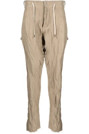 MASNADA Crinkled drawstring track pants