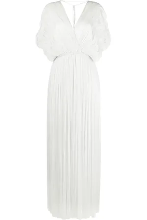 PNK Gathered V-neck silk maxi dress