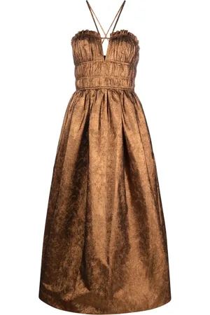 ULLA JOHNSON Seraphina halterneck taffeta midi dress