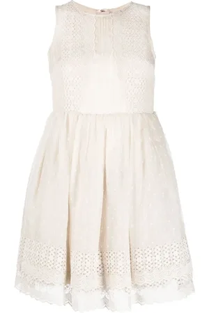 VALENTINO GARAVANI 2010s lace-panelled sleeveless dress