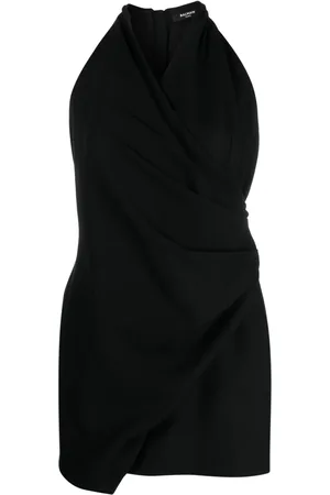 Balmain Halterneck draped mini dress