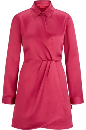 HUGO BOSS Classic-collar satin-finish dress