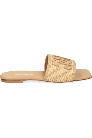Casadei Portofino woven-raffia slides