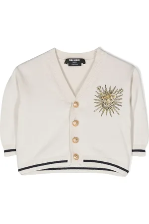 Balmain Logo-embroidered cotton cardigan