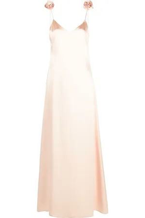 MAGDA BUTRYM Floral-appliqu?? silk maxi dress