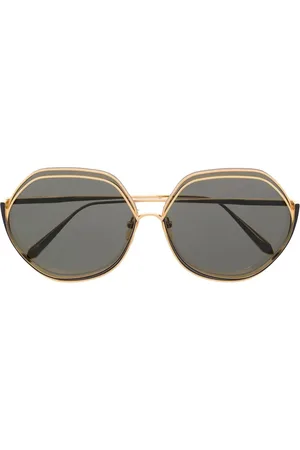 Linda Farrow Rounded hexagonal-frame sunglasses