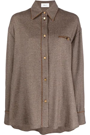 Bally Long-sleeve dogtooth-pattern shirt