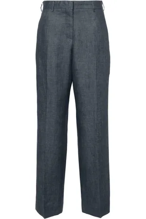 Palm Angels Linen side-stripe straight-leg trousers