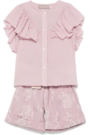 LA STUPENDERIA Floral-embroidered shorts set