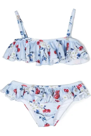 MONNALISA Cherry-print ruffle bikini set