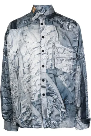 Natasha Zinko Denim-print long-sleeved shirt