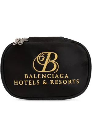 Balenciaga Logo-embroidered velvet clutch bag