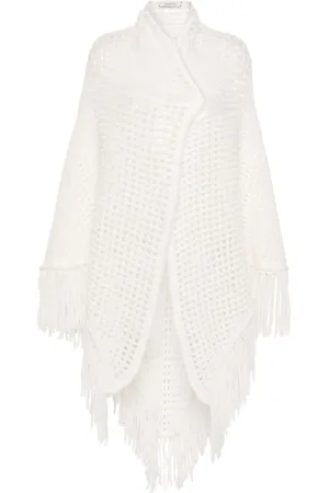 Dorothee Schumacher Pointelle-knit fringed poncho