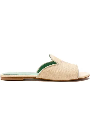 Blue Bird Straw Bride flats