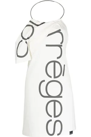 Courrèges Logo-print one-shoulder dress