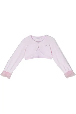 MONNALISA Cropped embellished tulle-cuff cardigan