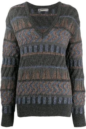 Issey Miyake 1980s jacquard V-neck jumper