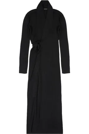Balenciaga Ribbed-knit silk wrap dress