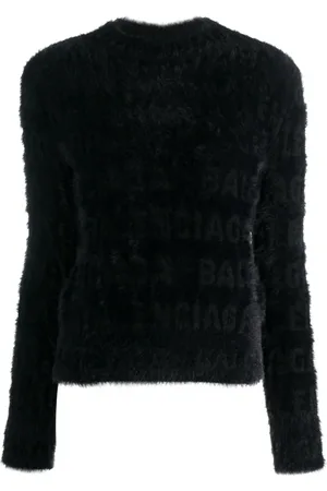 Balenciaga Logo-knit fuzzy jumper